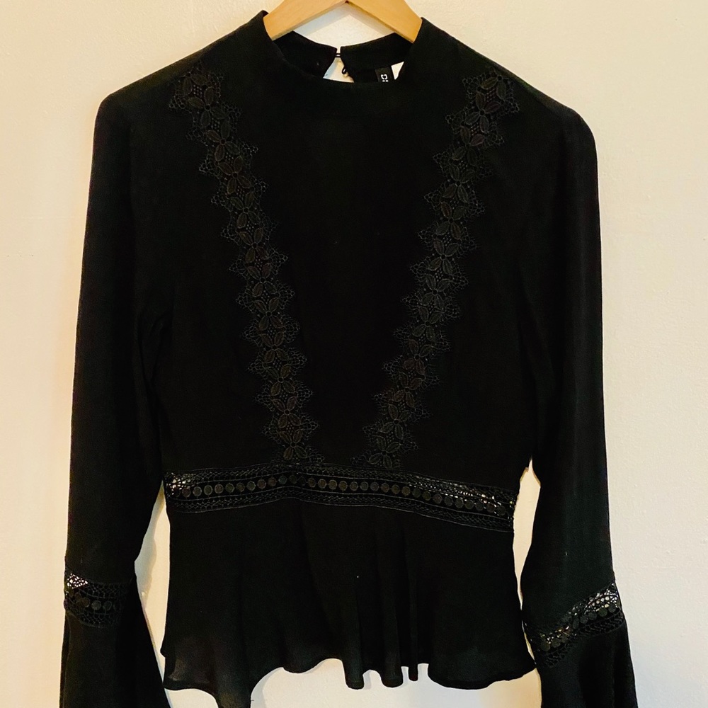 Zara lace detail long sleeve blouse